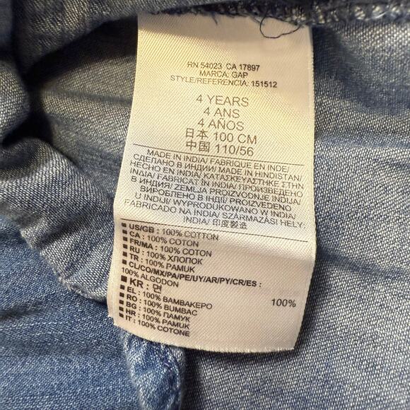 Baby Gap Girls Chambray Denim Pintuck Blouse – Long Sleeve Peplum Top Size 4T - Picture 3 of 4